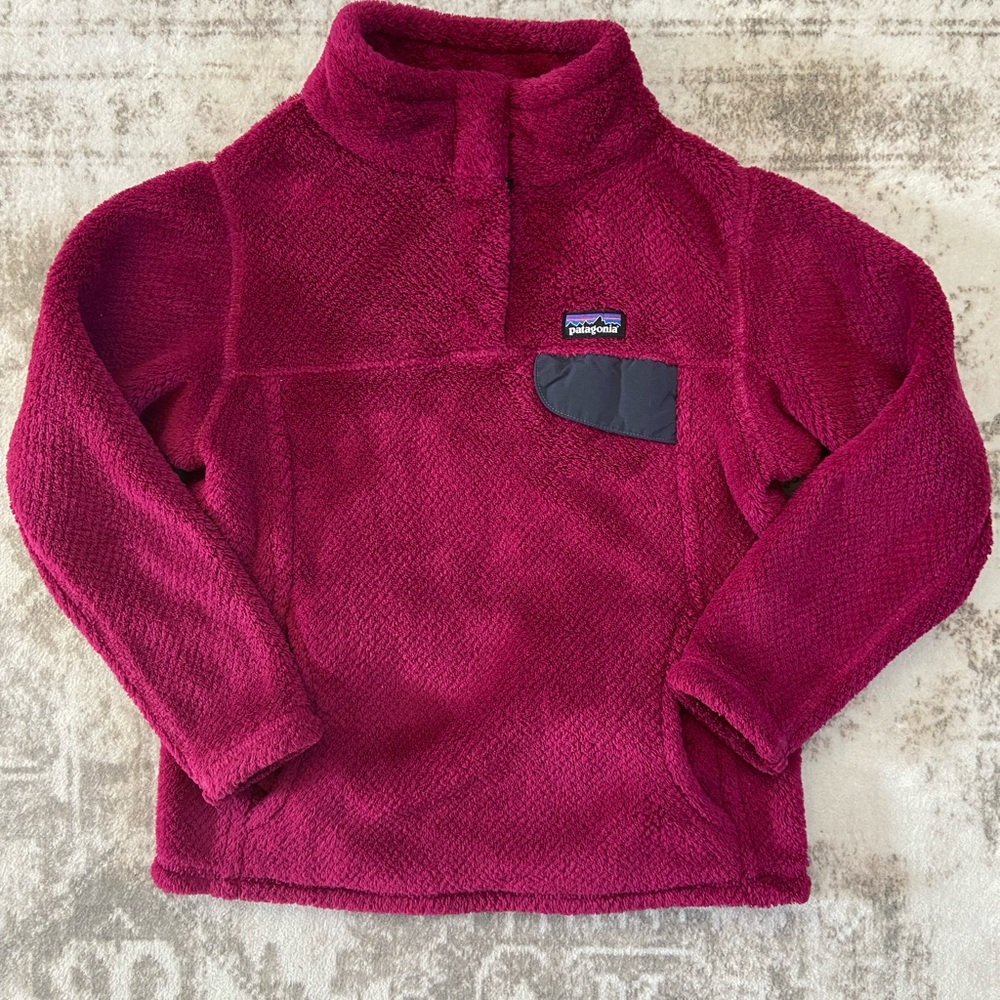 Girls S (7/8) Patagonia Magenta Fleece Pullover - Picture 2 of 9